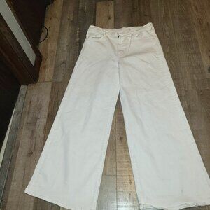 Mother Denim Undercover Wide Leg Jeans Five Pocket White Denim Size 33